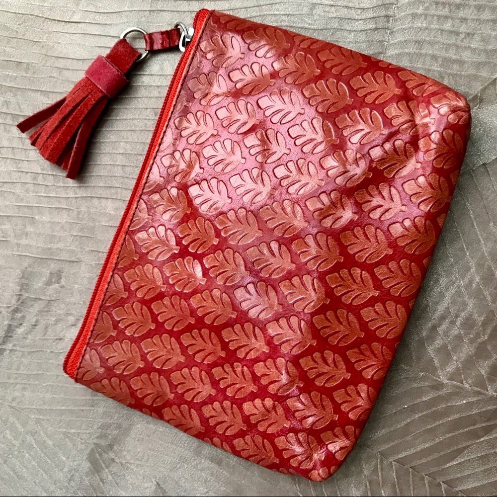 Blithe leather embossed clutch